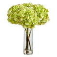 thumbnail image 1 of Nearly Natural 18" Hydrangea Artificial Plant in Glass Vase, Green, 1 of 4