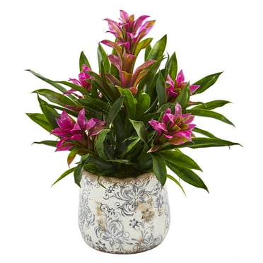 Nearly Natural 18in. Bromeliad Artificial Plant in Floral Vase