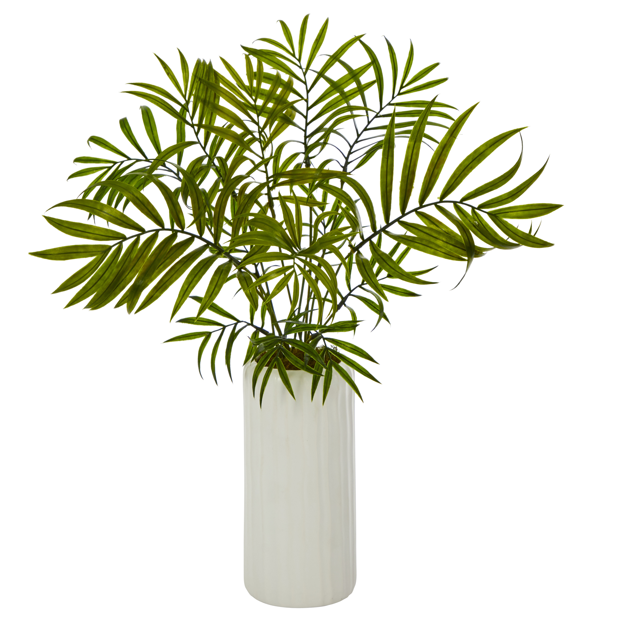 Nearly Natural 18in. Mini Areca Palm Artificial Plant in White Planter