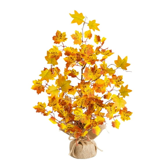 Nearly Natural 18in. Pre-Lit Autumn Maple Artificial Fall Tree with 30 LED String Lights in Burlap Wrapped Base
