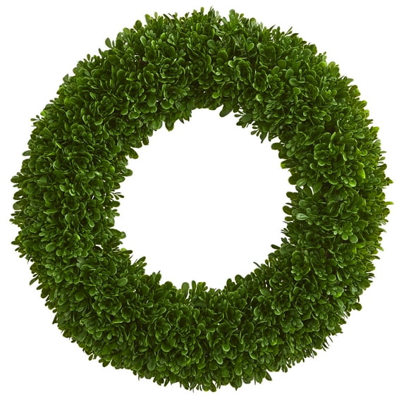 Nearly Natural 19.5" Tea Leaf UV Resistant Plastic Artificial Wreath (Green)