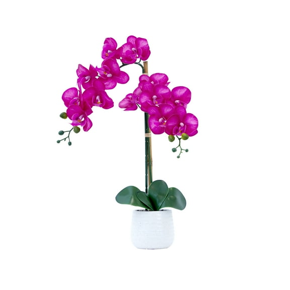 Nearly Natural 19in. Artificial Purple Orchid with Decorative Vase, Pink