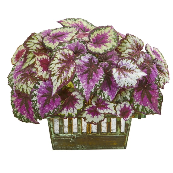 Nearly Natural 19in. Wax Begonia Artificial Plant in Decorative Planter