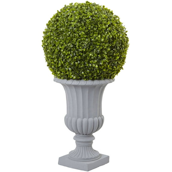 Nearly Natural 2.5 ft. Boxwood Topiary with Urn (Indoor/Outdoor)