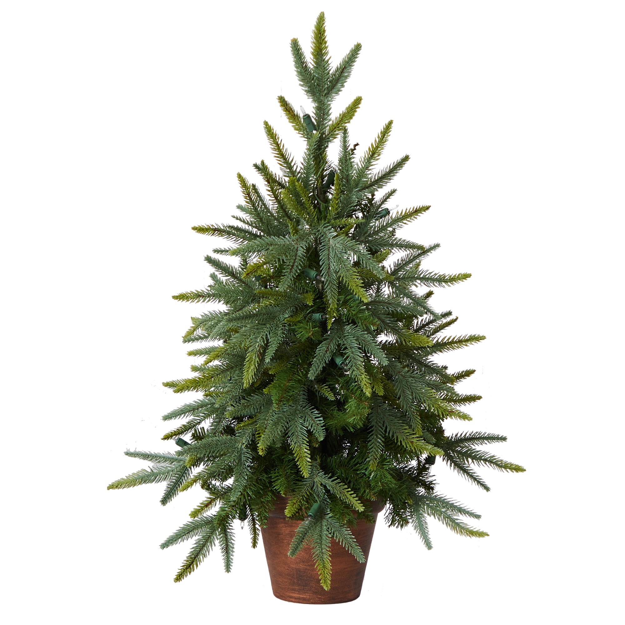 2.5ft Green Douglas Fir Tabletop Christmas Tree with Copper Planter and LED Lights