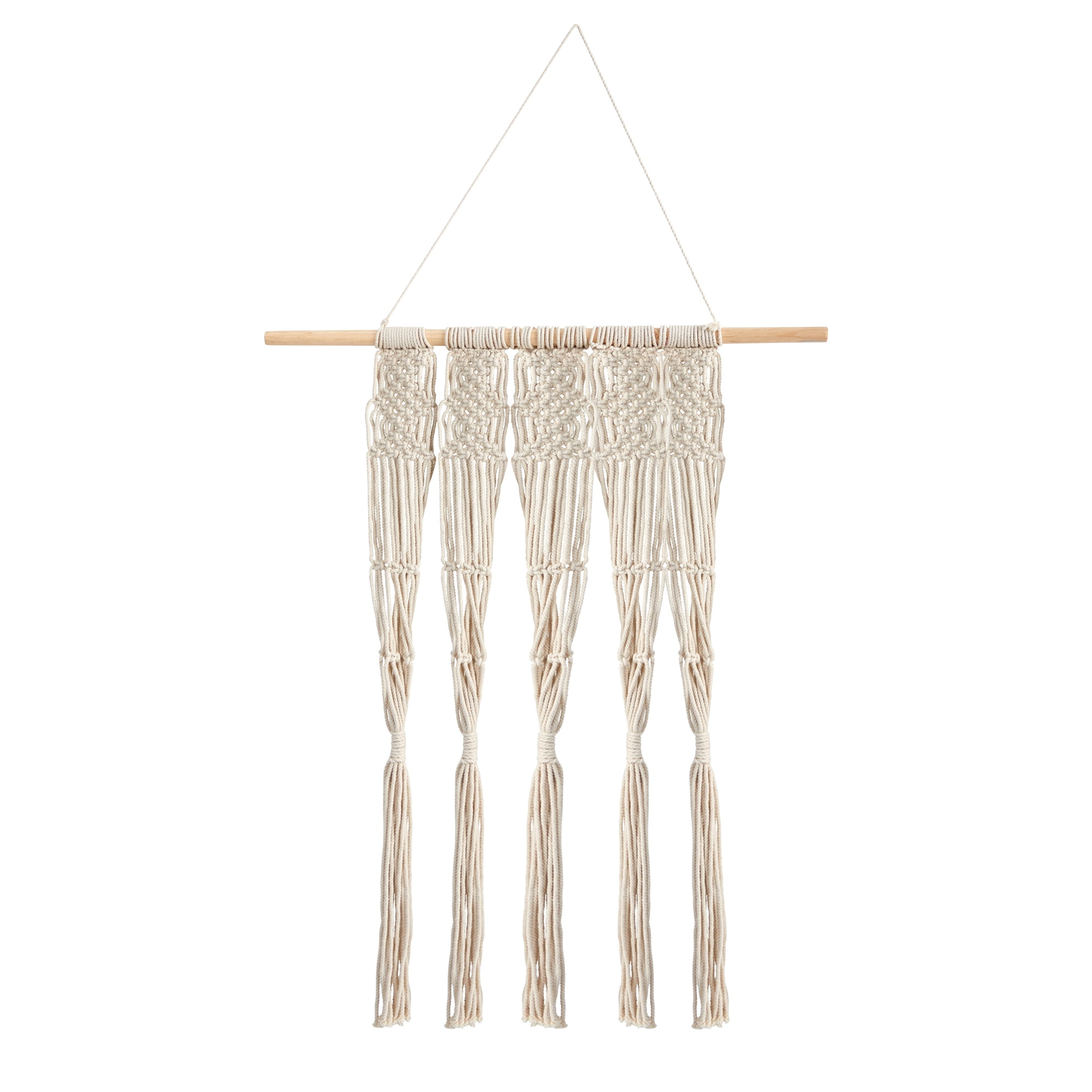 Nearly Natural 2.5' x 2' Hand Woven Off-White Macrame Wall Hanging Decor Textile Art