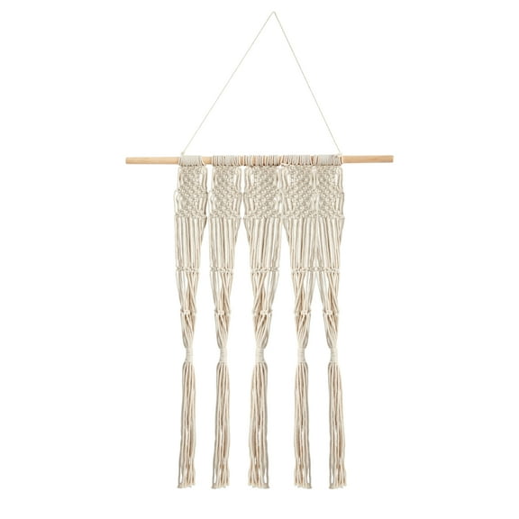 Nearly Natural 2.5' x 2' Hand Woven Off-White Macrame Wall Hanging Decor Textile Art