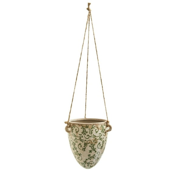 Nearly Natural 2' Green Tuscan Hanging Ceramic Scroll Planter