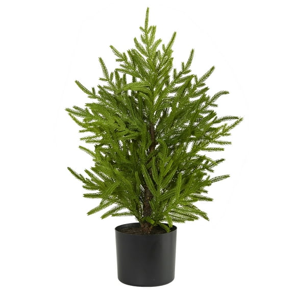 Nearly Natural 2' Norfolk Island Christmas Pine Artificial Tree in Decorative Planter