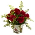 thumbnail image 1 of Nearly Natural 20” Artificial Silk Red Roses Bouquet, 1 of 4