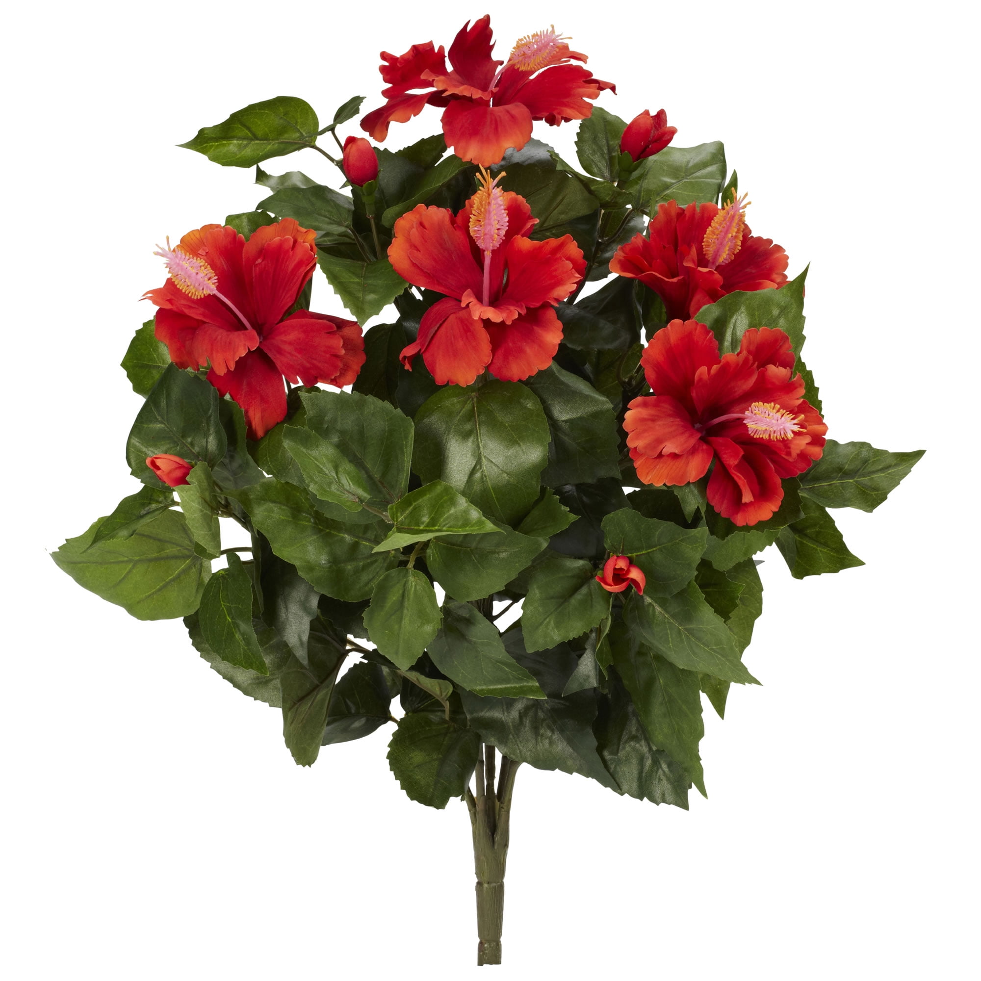 Summer Breeze Silk Hibiscus Tabletop Arrangement in Plastic Pot
