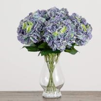 Nearly Natural Hydrangea Artificial Floral Arrangement with Glass Vase - 20" - Blue