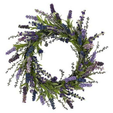 Nearly Natural 20in. Polyester Lavender Wreath (Assorted Colors)
