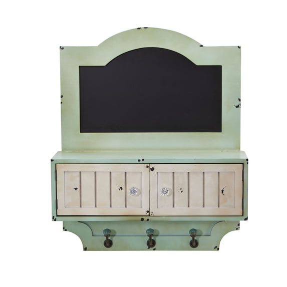Nearly Natural 21.5" Vintage Chalkboard Wall Organizer with Doors and Hooks