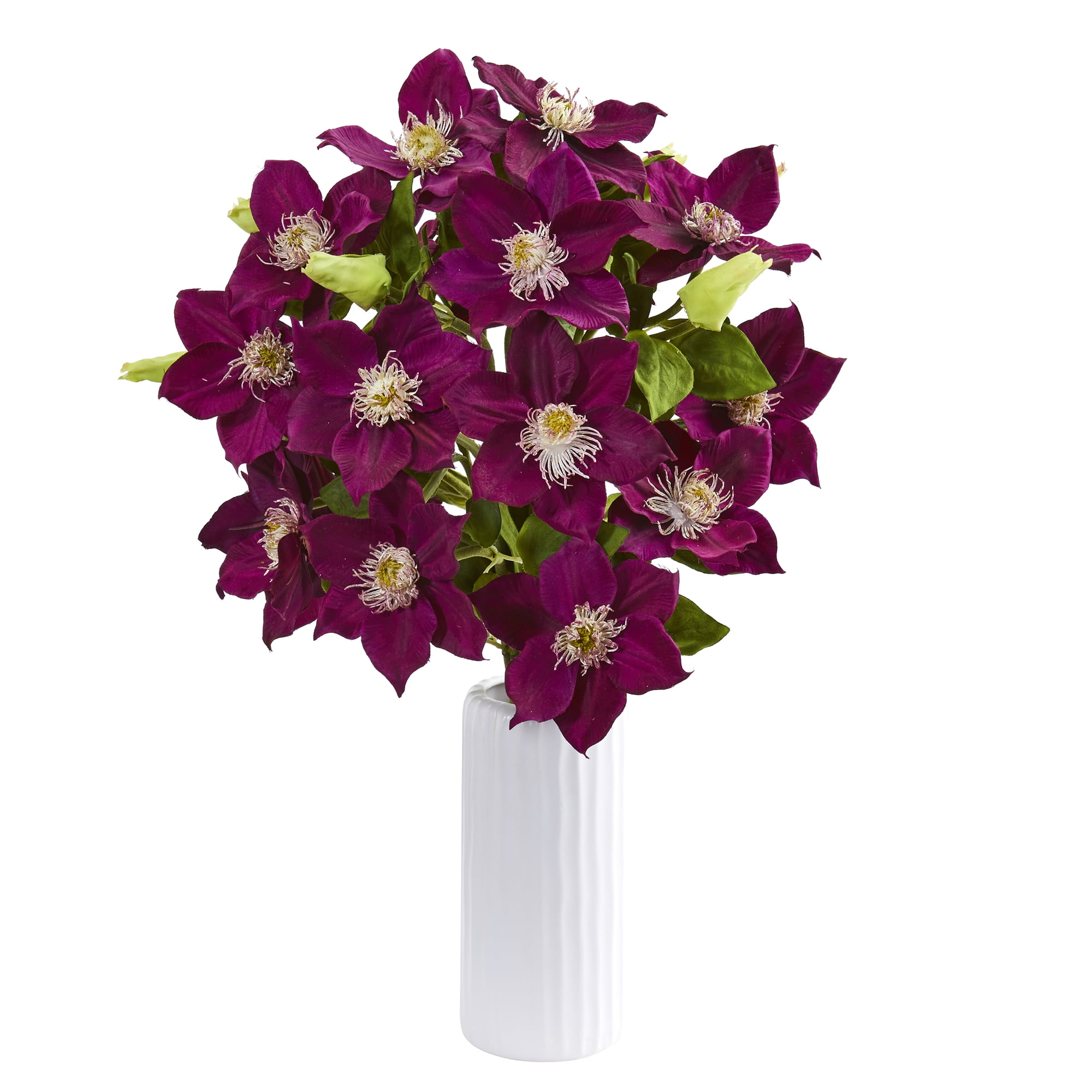 Nearly Natural 21” Anemone Artificial Arrangement in White Vase