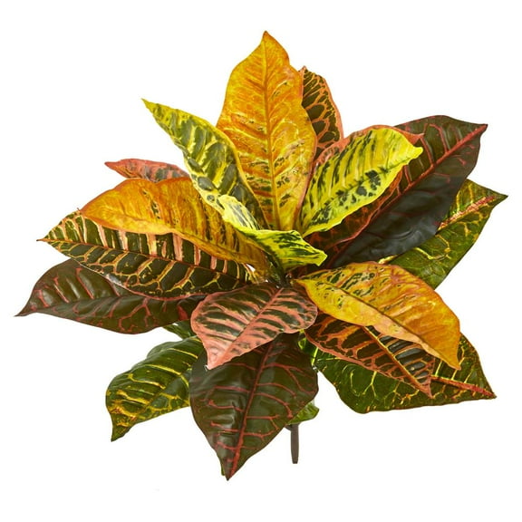 Nearly Natural 21" Garden Croton Artificial Plant (Real Touch) 4-Piece, Multicolor