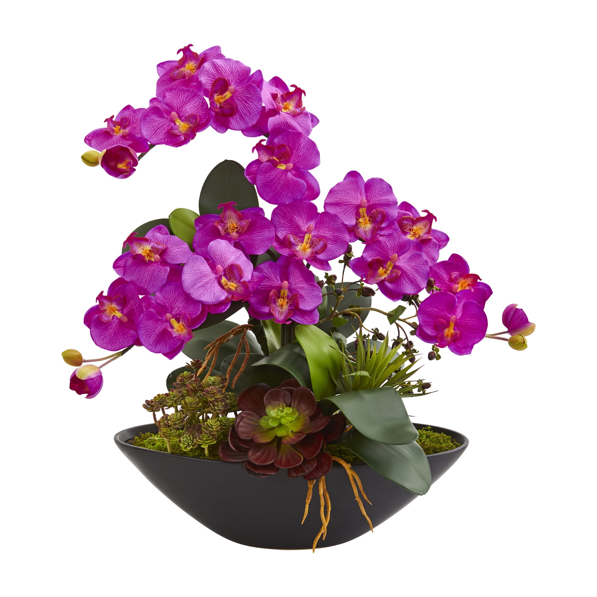 Nearly Natural 21" Phalaenopsis Orchid and Mixed Succulent Garden