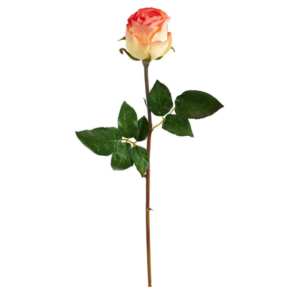 Nearly Natural 21" Rose Bud Artificial Flower (Set of 6), Pink