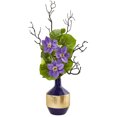 thumbnail image 1 of Nearly Natural 22” Anemone and Lotus Leaf Artificial Arrangement in Vase, 1 of 2
