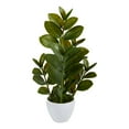 thumbnail image 1 of Nearly Natural 22" Zamioculcas Artificial Plant in White Planter, Green, 1 of 4