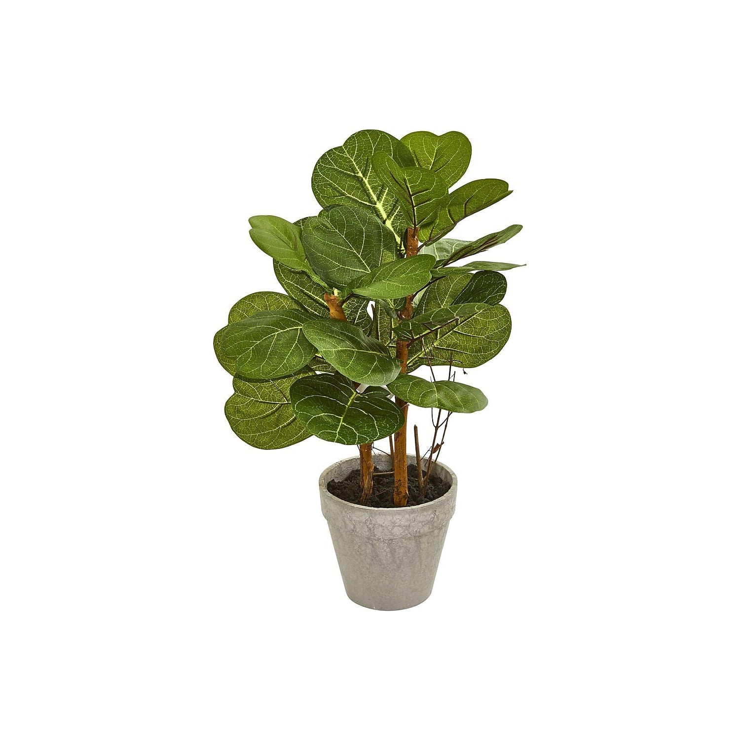 22-Inch Green Plastic Fiddle Leaf Artificial Plant in Pot