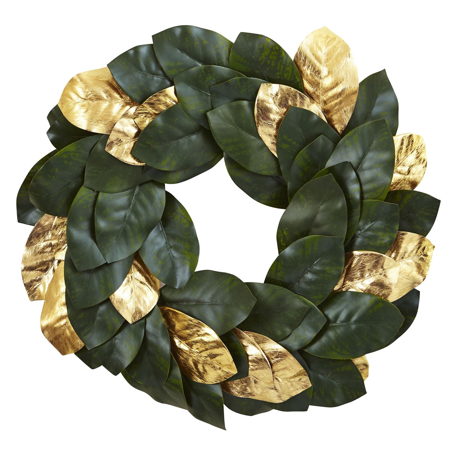Eternal Elegance 22" Golden & Green Magnolia Leaf Wreath