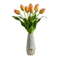 thumbnail image 1 of Nearly Natural 22in. Dutch Tulip Artificial Arrangement in Stoneware Vase with Gold Trimming, 1 of 4