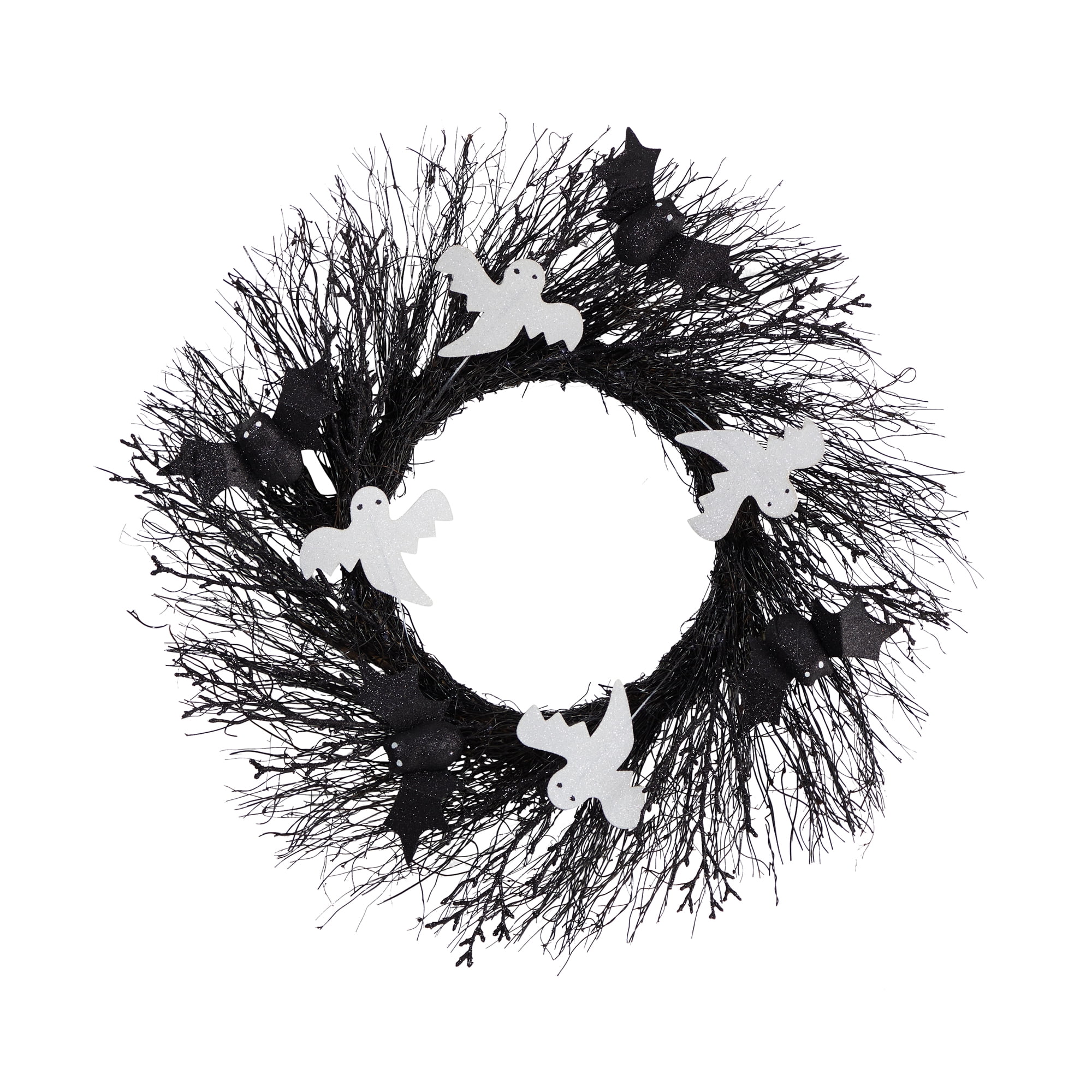 Nearly Natural 22in. Halloween Ghost and Bats Twig Wreath