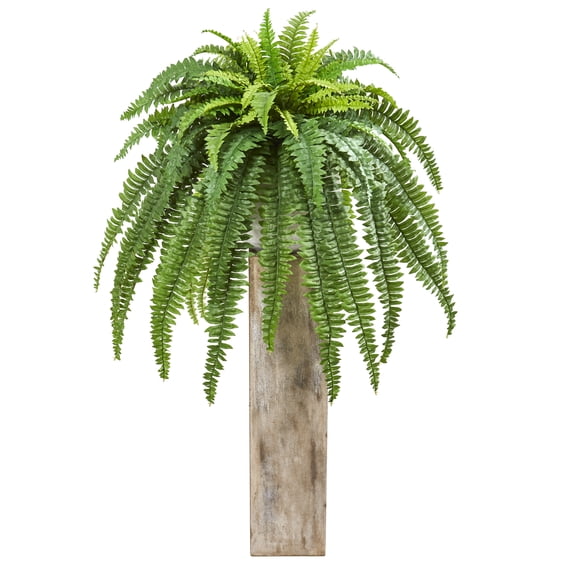 Nearly Natural 23” Boston Fern Artificial Plant in Sand Colored Planter