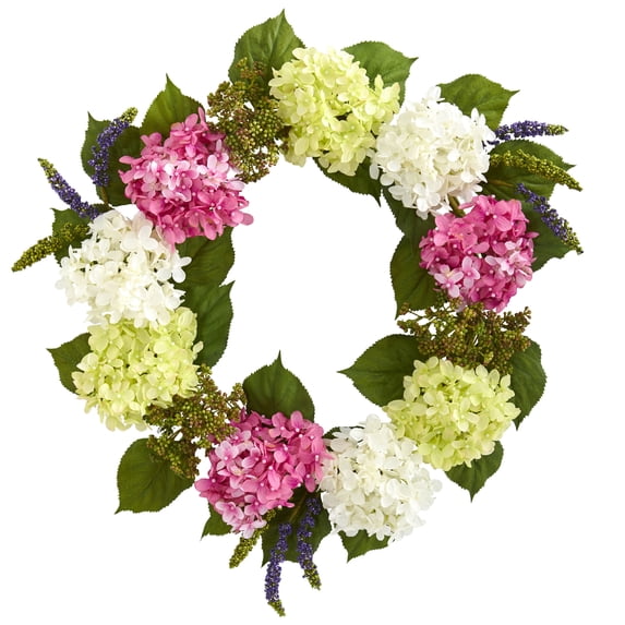 Nearly Natural 23-In. Hydrangea Artificial Wreath