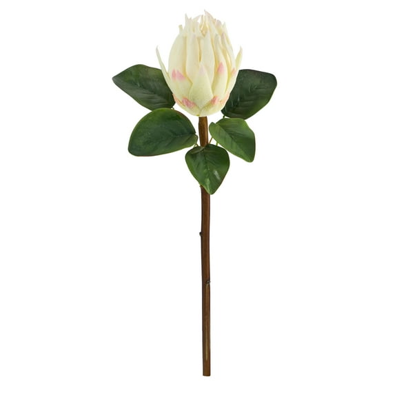 Nearly Natural 23" King Protea Artificial Flower (Set of 4), White