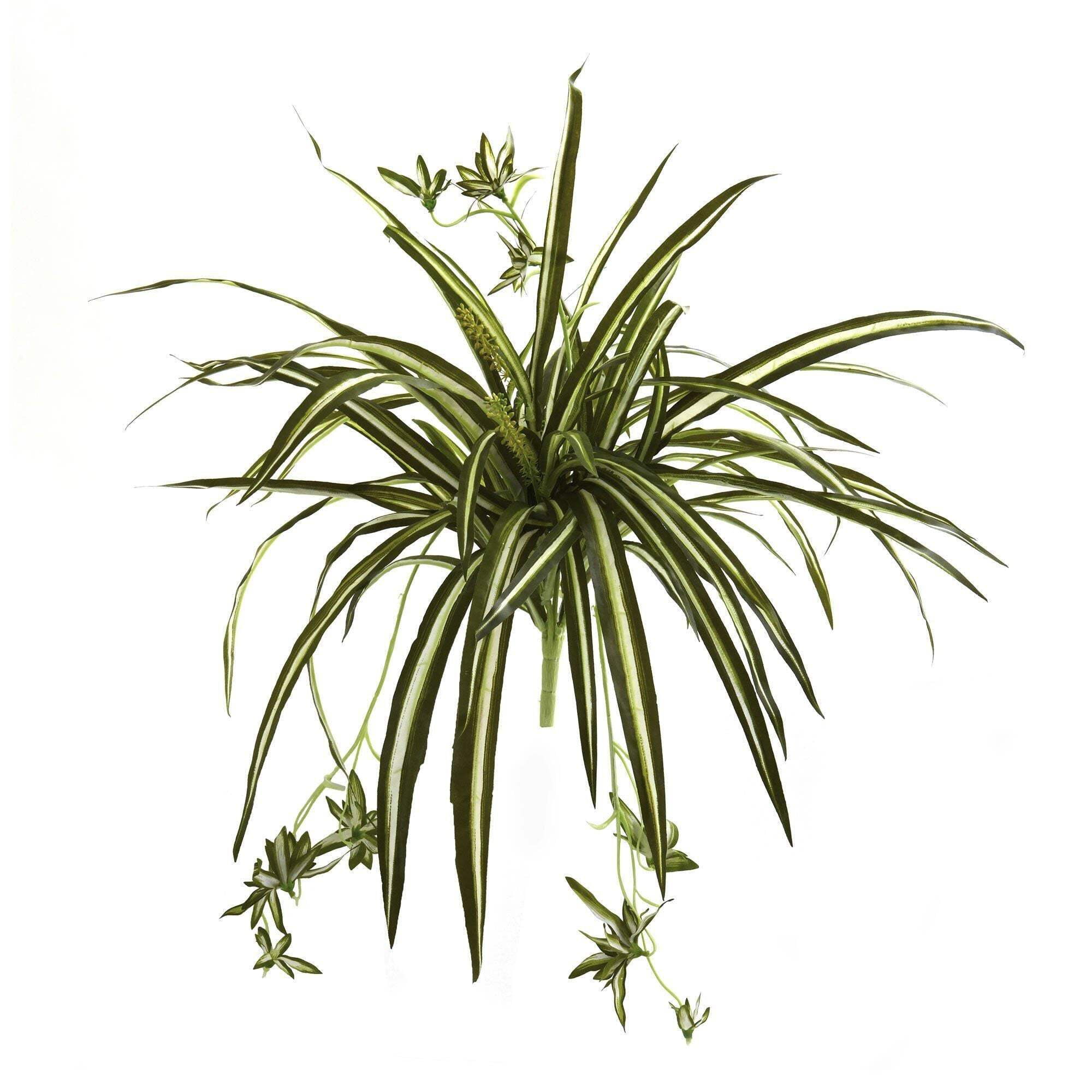 23-inch Green and Yellow Faux Spider Plant Bush Set