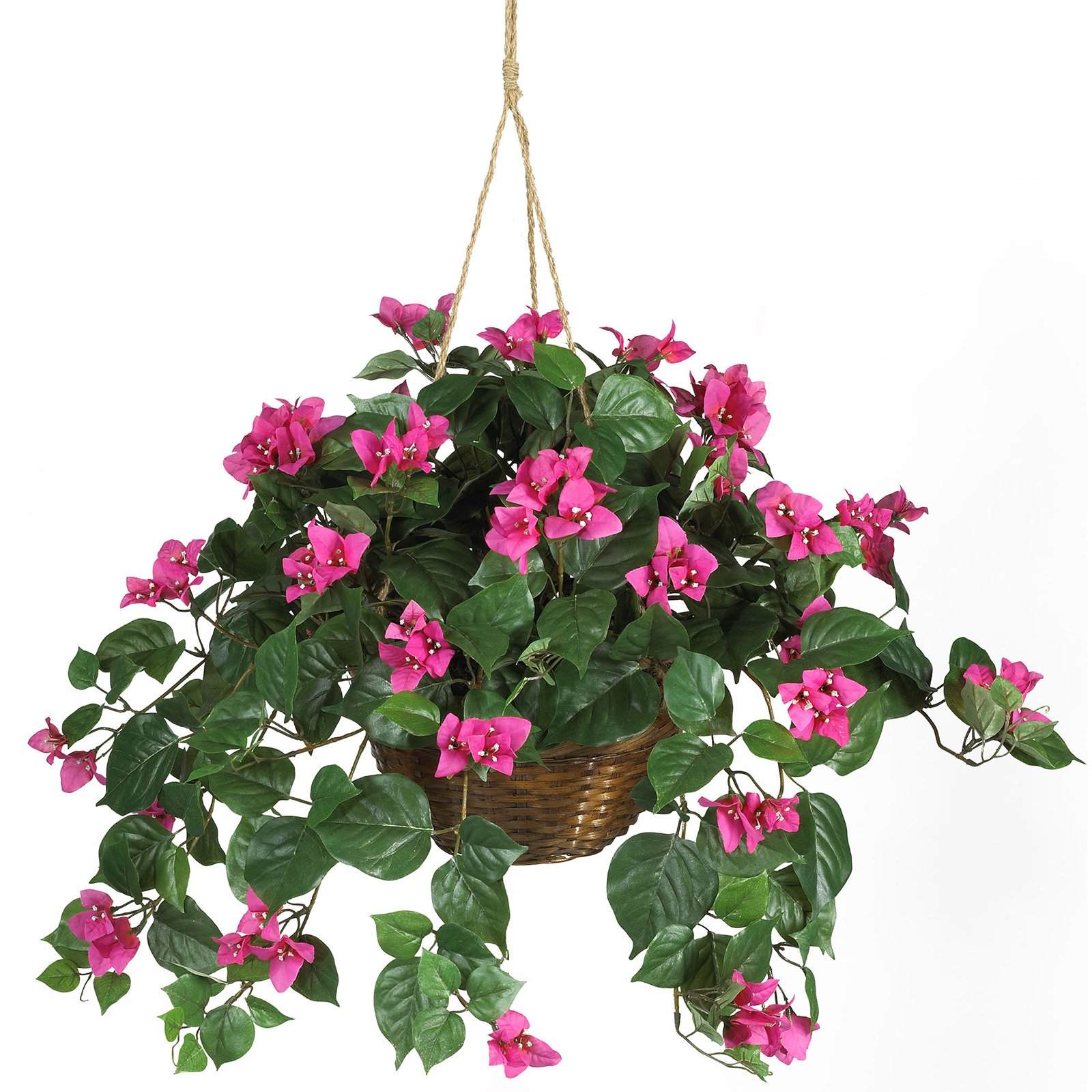 Nearly Natural 24" Bougainvillea Hanging Basket Artificial Plant, Pink - image 1 of 8