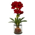thumbnail image 1 of Nearly Natural 24" Red Amaryllis Artificial Flower Arrangement with Vase, 1 of 6