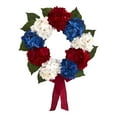 thumbnail image 1 of Nearly Natural 24" Red, White and Blue Hydrangea Floral Plastic Artificial Wreath (Assorted Colors), 1 of 4
