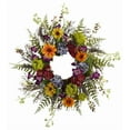 thumbnail image 1 of Nearly Natural 24" Spring Garden Artificial Flower Wreath with Twig Base, Multicolor, 1 of 6