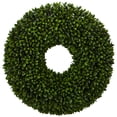 thumbnail image 1 of Nearly Natural 24in. Boxwood Artificial Wreath, Plastic (Green), 1 of 1