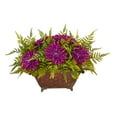 thumbnail image 1 of Nearly Natural 24in. Dahlia and Fern Artificial Arrangement in Metal Planter, 1 of 2