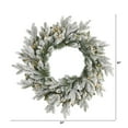 thumbnail image 1 of Nearly Natural 24in. Flocked Artificial Christmas Wreath with 50 LED Lights, 1 of 5