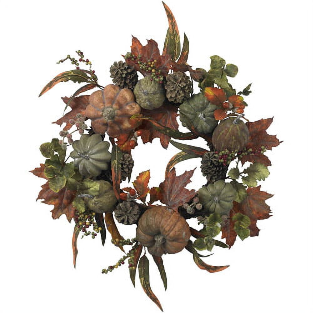 24-inch Multicolor Artificial Pumpkin and Gourd Fall Wreath