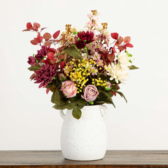 Nearly Natural Artificial Mixed Floral Arrangement in Vase - 25"