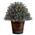 thumbnail image 1 of Nearly Natural 26" Flocked Artificial Christmas Shrub with Pinecones, 150 Multicolored LED Lights in Decorative Planter, 1 of 7