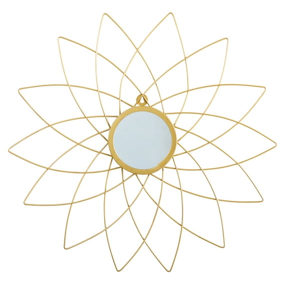 Nearly Natural 26" Gold Metal Flower Accent Wall Decoration