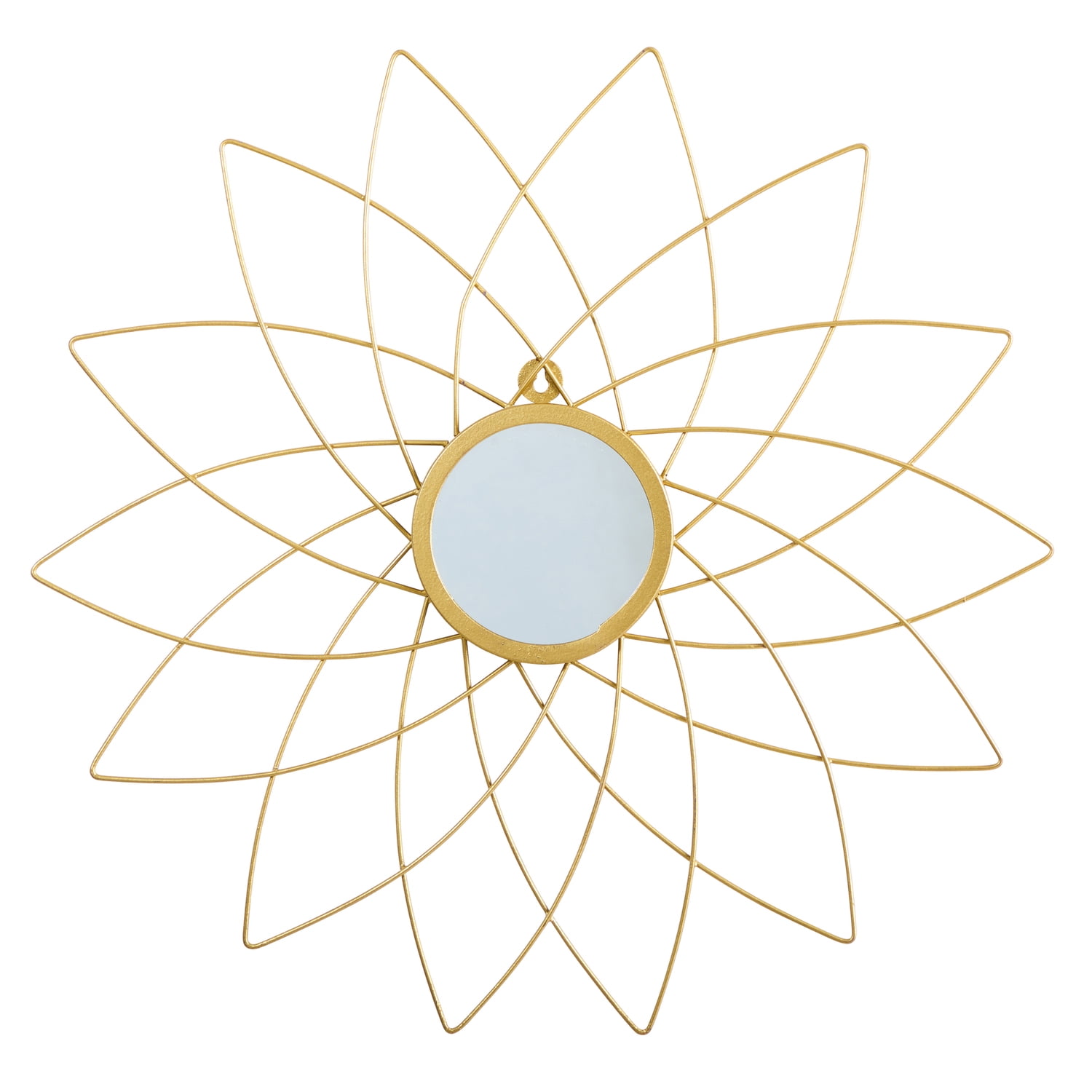 Gold Metal Floral Round Wall Mirror, 26"
