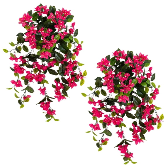 Nearly Natural 28in. UV Resistant Artificial Bougainvillea Hanging Plant (Indoor/Outdoor) - Set of 2