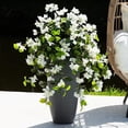 thumbnail image 1 of Nearly Natural UV-Resistant Artificial Bougainvillea Outdoor Hanging Plant - 28" - White - Set of 2, 1 of 9