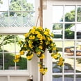 thumbnail image 1 of Nearly Natural UV Resistant Outdoor Artificial Geranium in Hanging Basket - 28" - Yellow, 1 of 6