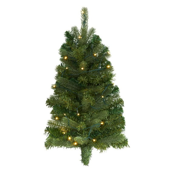 Nearly Natural 2ft. Flat Back Wall Hanging Artificial Christmas Tree with 20 Clear LED Lights