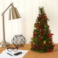 thumbnail image 1 of Nearly Natural 2ft. Mixed Berry and Pine Cone Artificial Christmas Tree with 35 Clear LED Lights, Green, 1 of 7