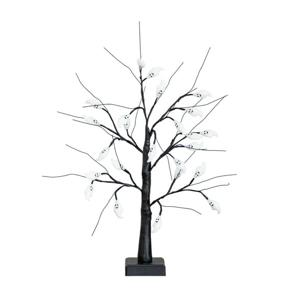 Nearly Natural 2ft. Pre-Lit Artificial Halloween Ghost Twig Tree with 24 Purple LED Lights